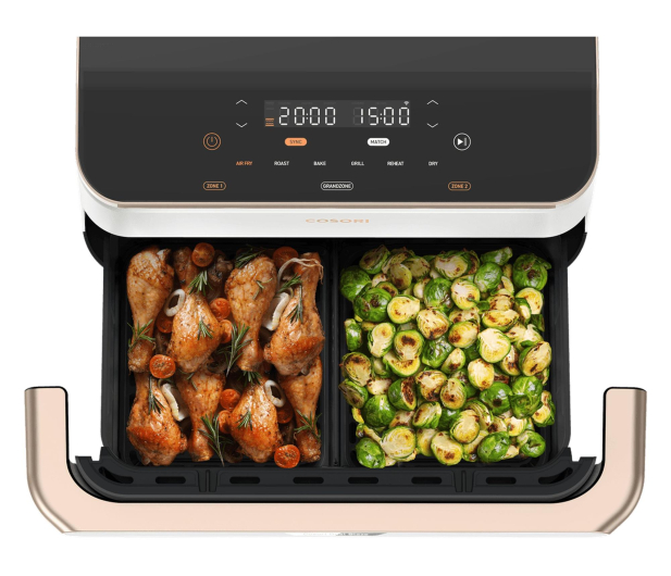 Cosori Air Fryer Dual Blaze TwinFry biały kosz ceramiczny 10L - 1603346 - zdjęcie 5
